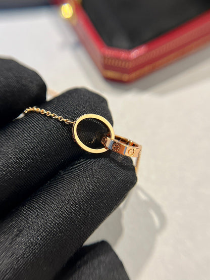 „Glow Jewelry“ LOVE HALSKETTE DOPPELRING ROSÉGOLD