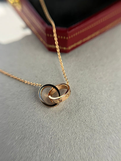 „Glow Jewelry“ LOVE HALSKETTE DOPPELRING ROSÉGOLD