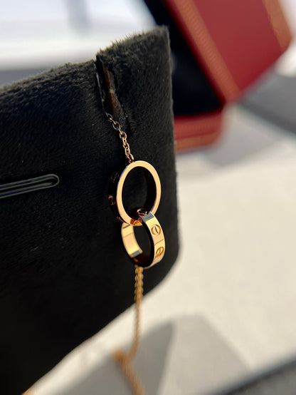 „Glow Jewelry“ LOVE HALSKETTE DOPPELRING ROSÉGOLD