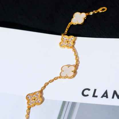 [Glow Jewelry]New CLOVER WHITE PEARL MOP 5 MOTIF BRACELET COLLECTION