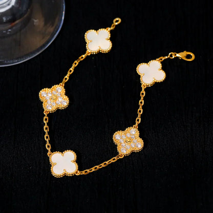 [Glow Jewelry]New CLOVER WHITE PEARL MOP 5 MOTIF BRACELET COLLECTION
