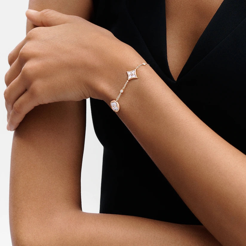 ¡®Glow Jewelry¡¯STAR AND SUN 4 MOTIF WHITE MOP PINK GOLD BRACELET