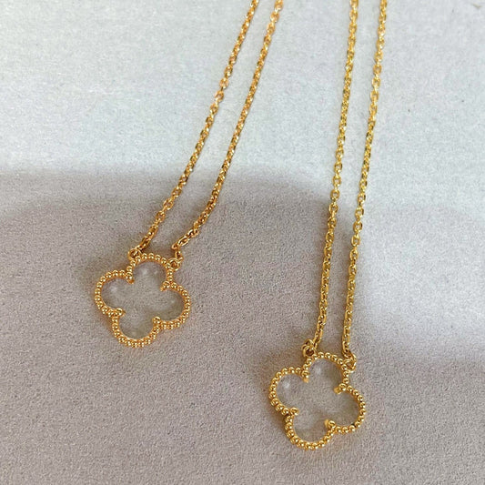 [Glow Jewelry]CLOVER ROCK CRYSTAL ROSE GOLD NECKLACE
