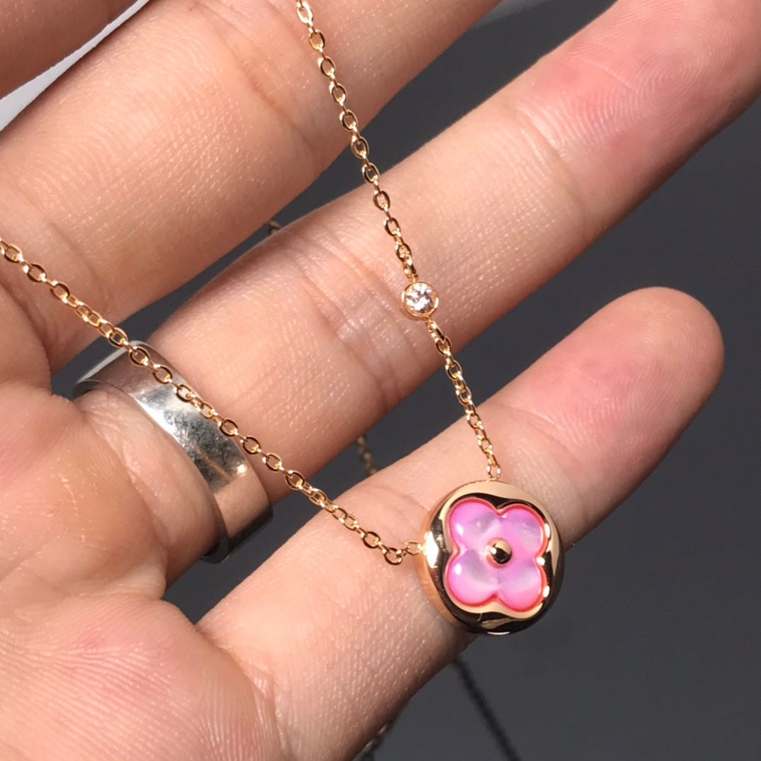 [Glow Jewelry]COLOR BLOSSOM PINK MOP SUN GOLD NECKLACE