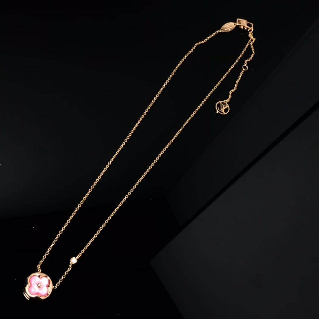 ¡®Glow Jewelry¡¯COLOR BLOSSOM PINK MOP SUN GOLD NECKLACE