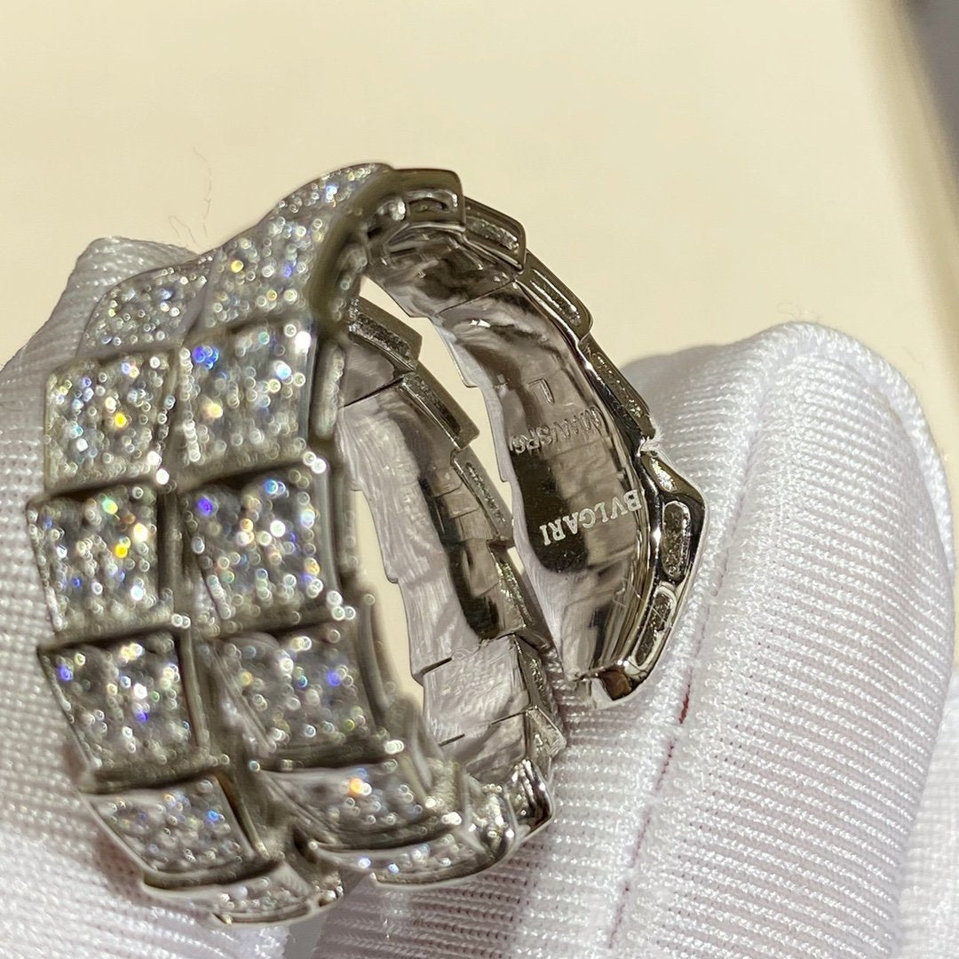 [Glow Jewelry]SERPENTI DOUBLE RING SILVER DIAMOND PAVED