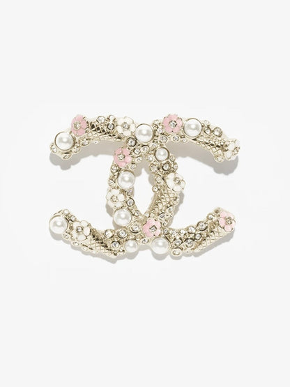 [Glow Jewelry]26C Pink-White Enamel Ice Cream Cone Double C Brooch