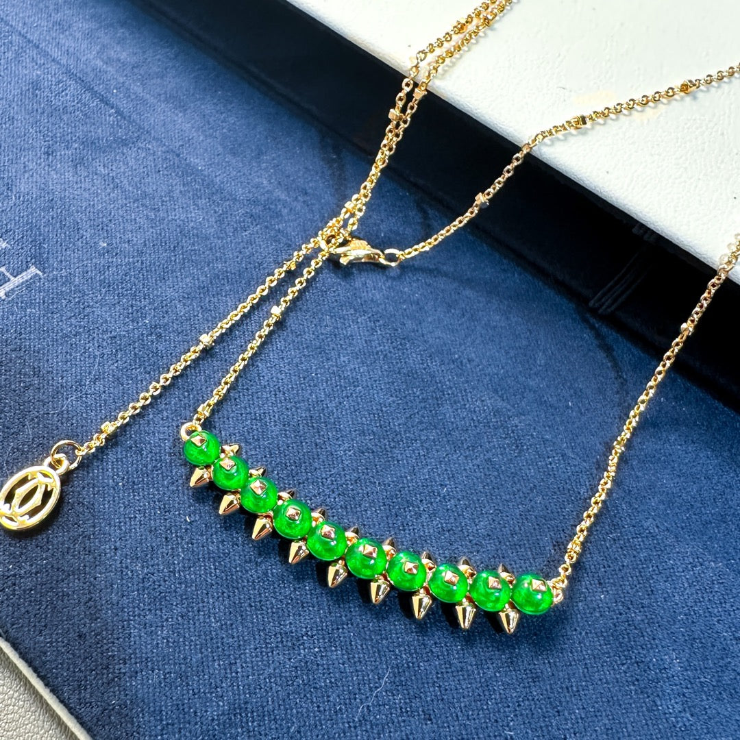 [Glow Jewelry]New Arrival: Green Bead Rivet Necklace