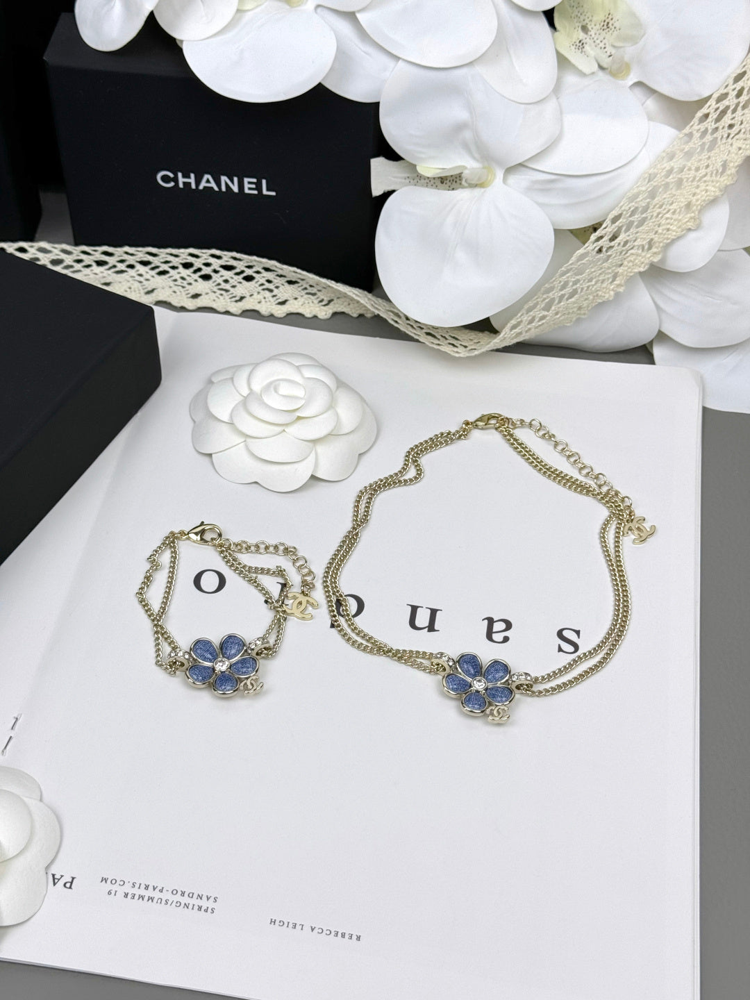[Glow Jewelry]VOLTE New Blue Floral Double-Layer Bracelet