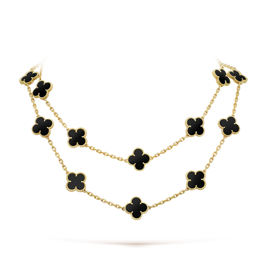 [Glow Jewelry]CLOVER 20 MOTIFS ONYX NECKLACE