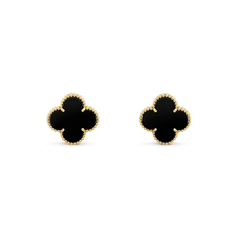 [Glow Jewelry]CLOVER MEDIUM 1 MOTIFS  ONYX STUD EARRINGS