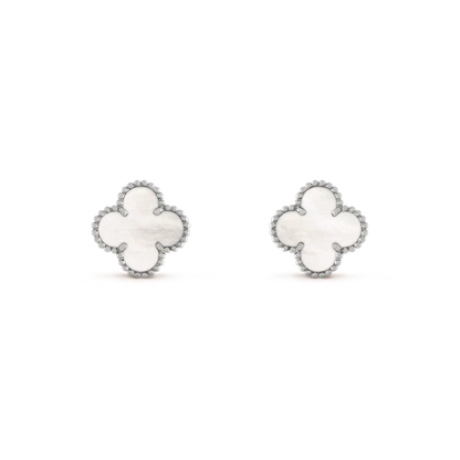 ¡®Glow Jewelry¡¯CLOVER MEDIUM 1 MOTIFS  WHITE MOP EARRINGS SILVER