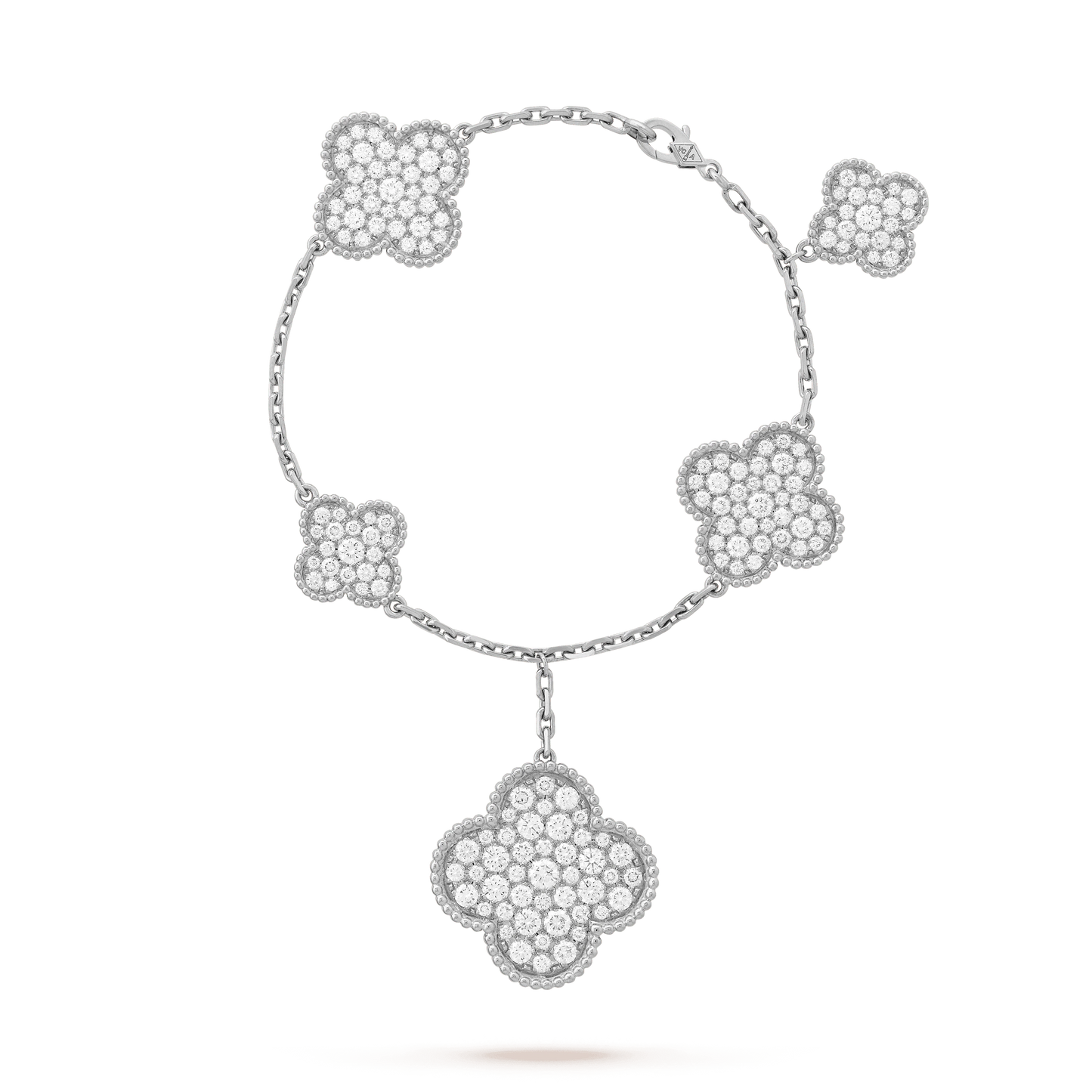 [Glow Jewelry]CLOVER 6 MOTIFS SILVER DIAMOND BRACELET