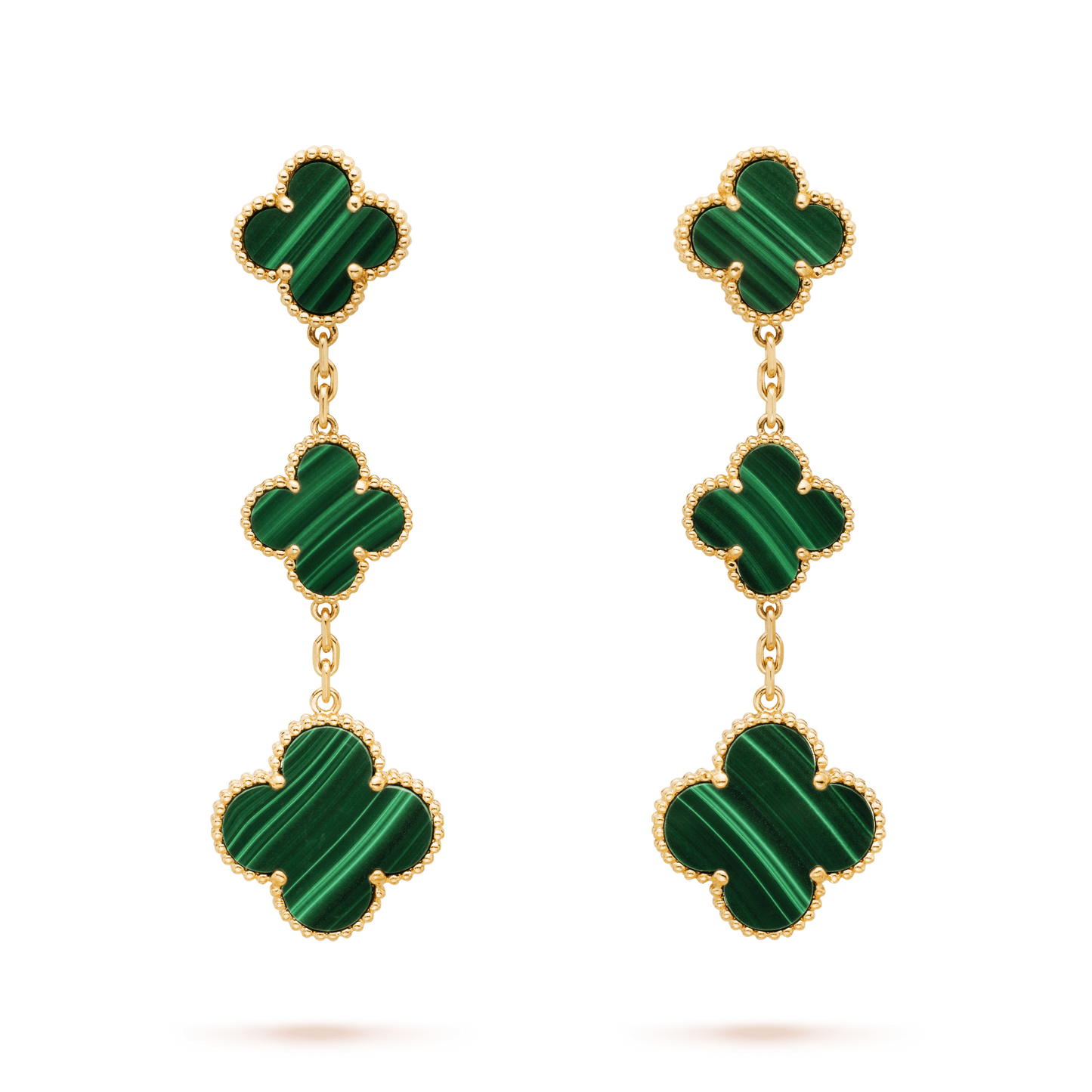 [Glow Jewelry]CLOVER MALACHITE 3 MOTIFS GOLD