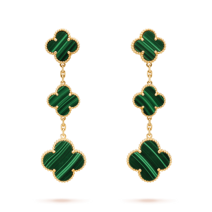 [Glow Jewelry]CLOVER MALACHITE 3 MOTIFS GOLD