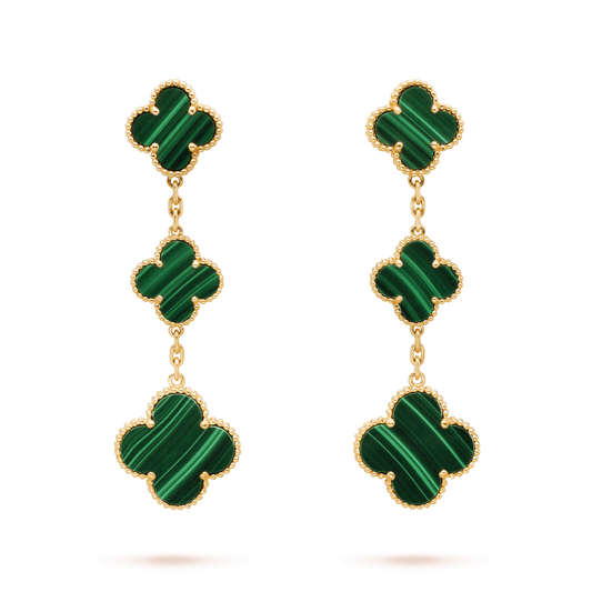 [Glow Jewelry]CLOVER MALACHITE 3 MOTIFS GOLD