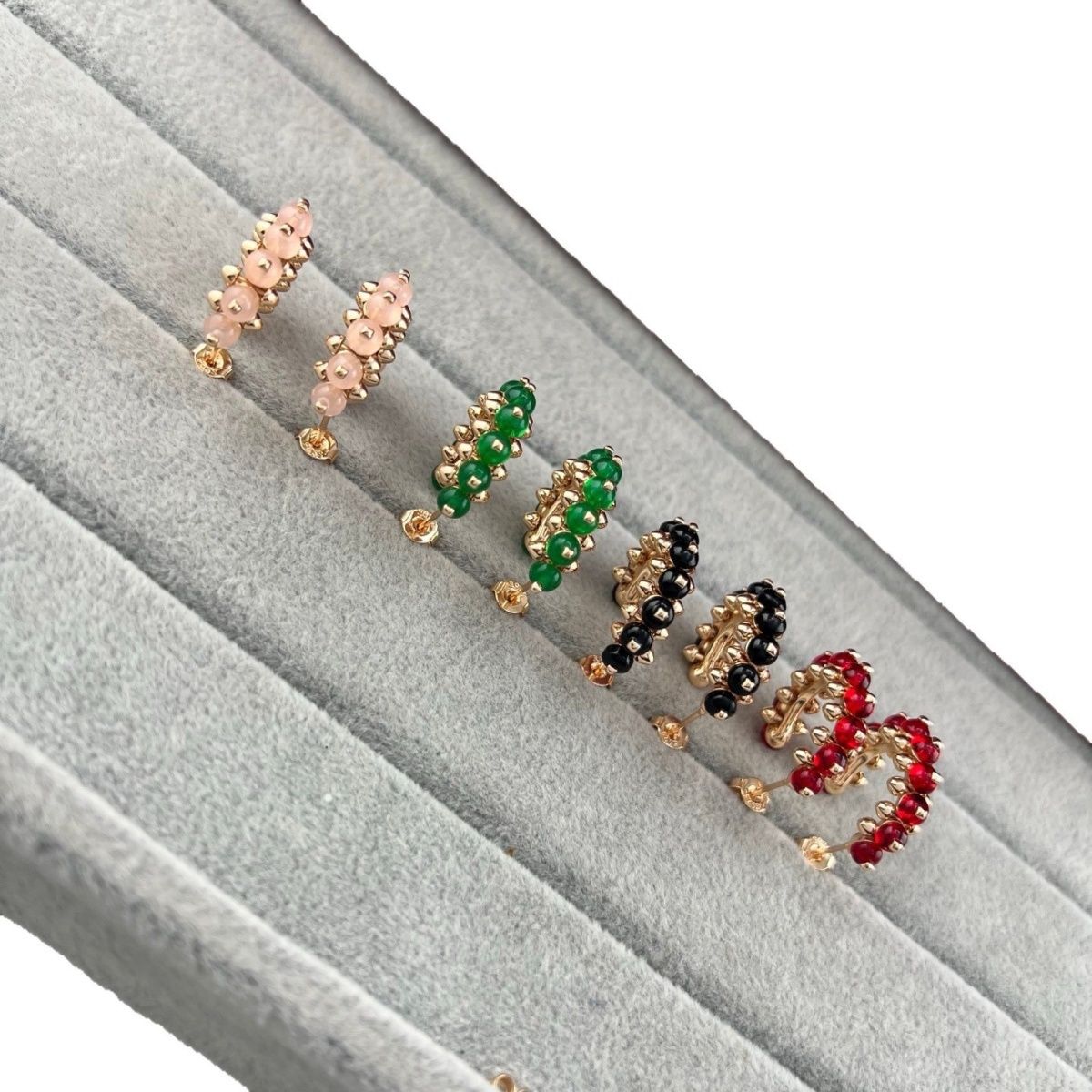 [Glow Jewelry]NEW COLORED GEMSTONE COLLECTION SMALL HOOP EARRINGS
