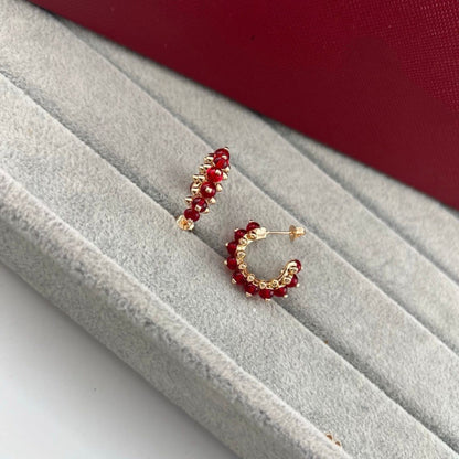 [Glow Jewelry]NEW COLORED GEMSTONE COLLECTION SMALL HOOP EARRINGS