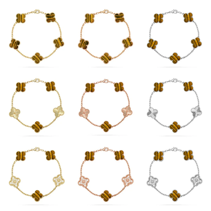 [Glow Jewelry] CLOVER 5 MOTIFS TIGER EYE BRACELET COLLECTION