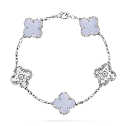 [Glow Jewelry]New  CLOVER 5 MOTIF PURPLE CHALCEDONY BRACELET COLLECTION