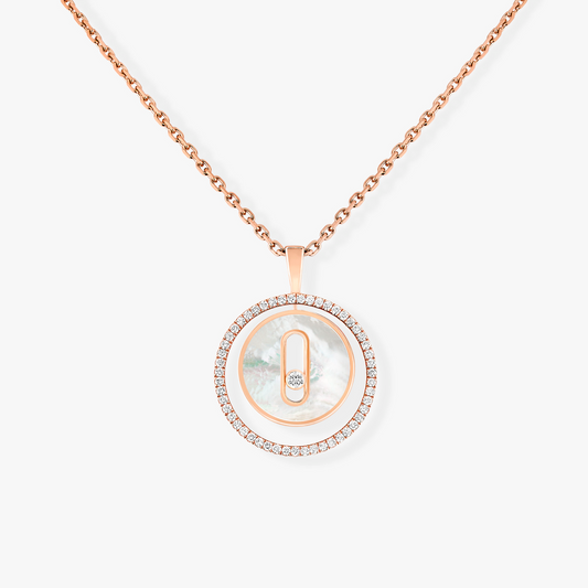 [Glow Jewelry]LUCKY MOVE 1 DIAMOND WHITE MOTHER OF PEARL PINK GOLD DIAMOND NECKLACE