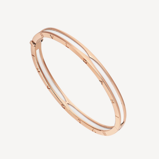[Glow Jewelry]ZERO 1 PINK GOLD WITH WHITE CERAMIC BRACELET