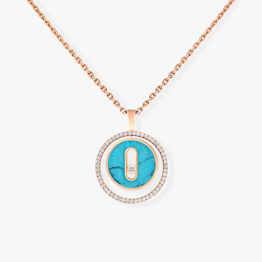 [Glow Jewelry]LUCKY MOVE 1 DIAMOND TURQUOISE PINK GOLD DIAMOND NECKLACE