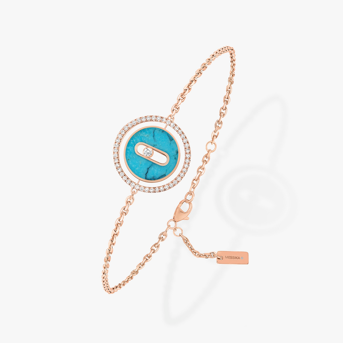 [Glow Jewelry]LUCKY MOVE TURQUOISE PINK GOLD DIAMOND BRACELET