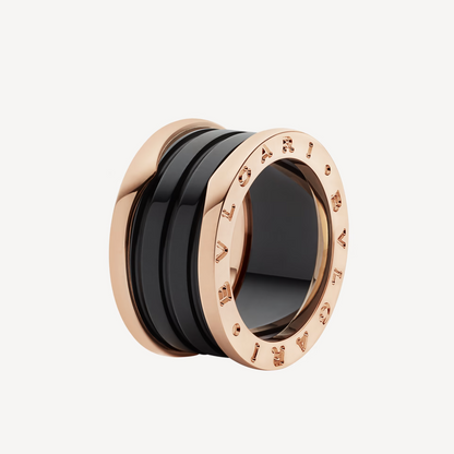[Glow Jewelry]ZERO 1 FOUR-BAND LOOPS AND BLACK CERAMIC SPIRAL PINK GOLD RING