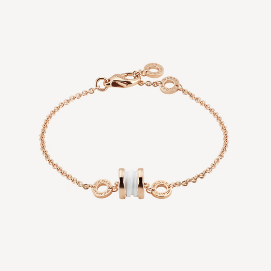 [Glow Jewelry]ZERO 1 SOFT PINK GOLD AND WHITE CERAMIC BRACELET