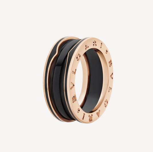 [Glow Jewelry]ZERO 1 TWO-BAND WITH MATTE BLACK CERAMIC PINK GOLD RING