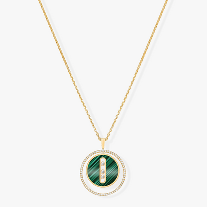[Glow Jewelry]LUCKY MOVE 3 DIAMOND MALACHITE GOLD DIAMOND NECKLACE