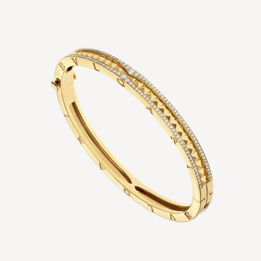 [Glow Jewelry]ZERO 1 SPIRAL AND PAVED DIAMOND GOLD BRACELET