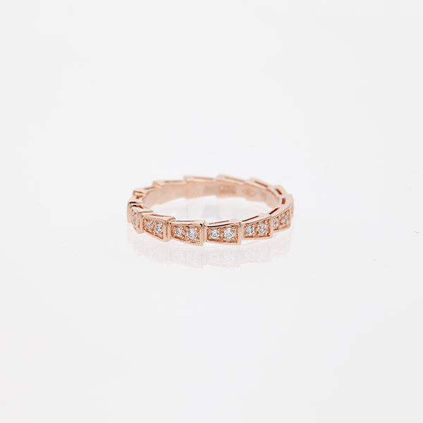 [Glow Jewelry]SERPENTI RING PINK GOLD DIAMOND PAVED 3MM