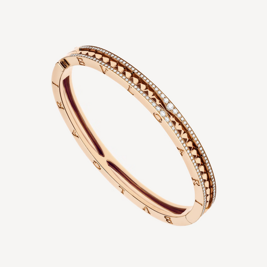 [Glow Jewelry]ZERO 1 SPIRAL AND PAVED DIAMOND PINK GOLD BRACELET