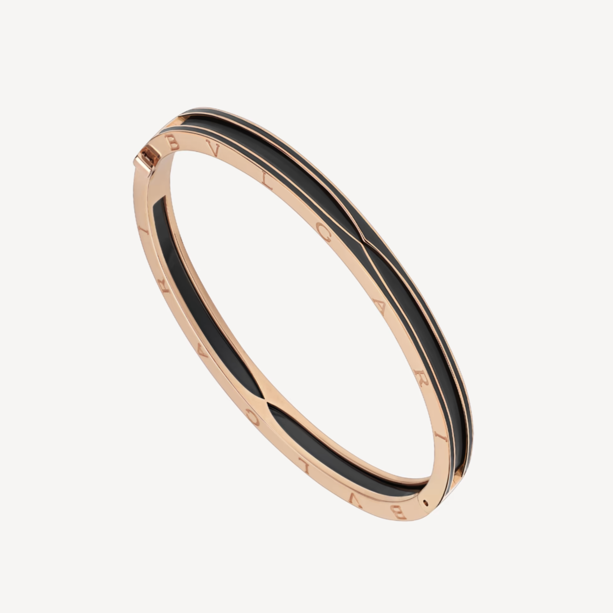 [Glow Jewelry]ZERO 1 PINK GOLD WITH MATTE BLACK CERAMIC BRACELET