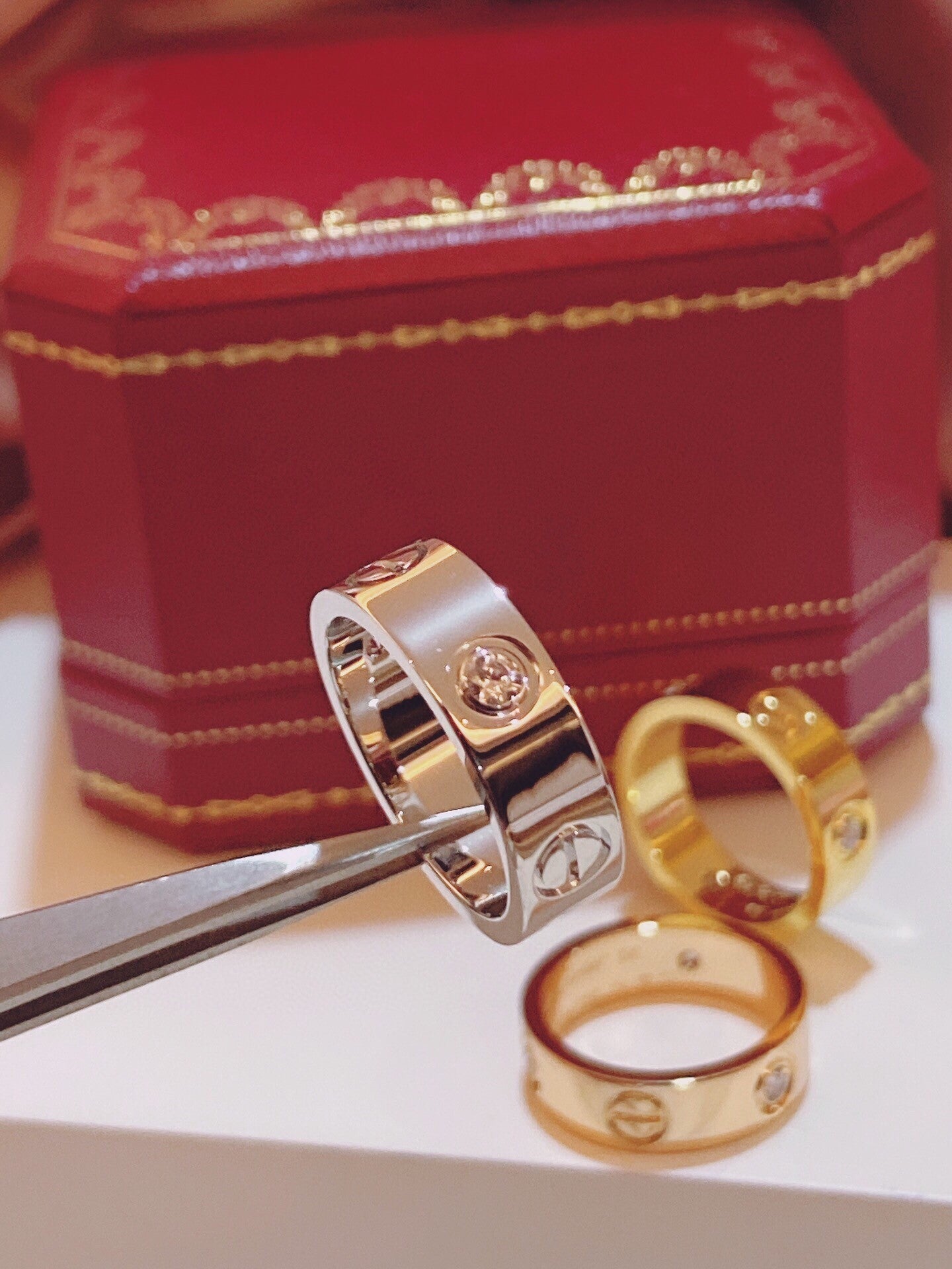 [Glow Jewelry]Three-Diamond Ring