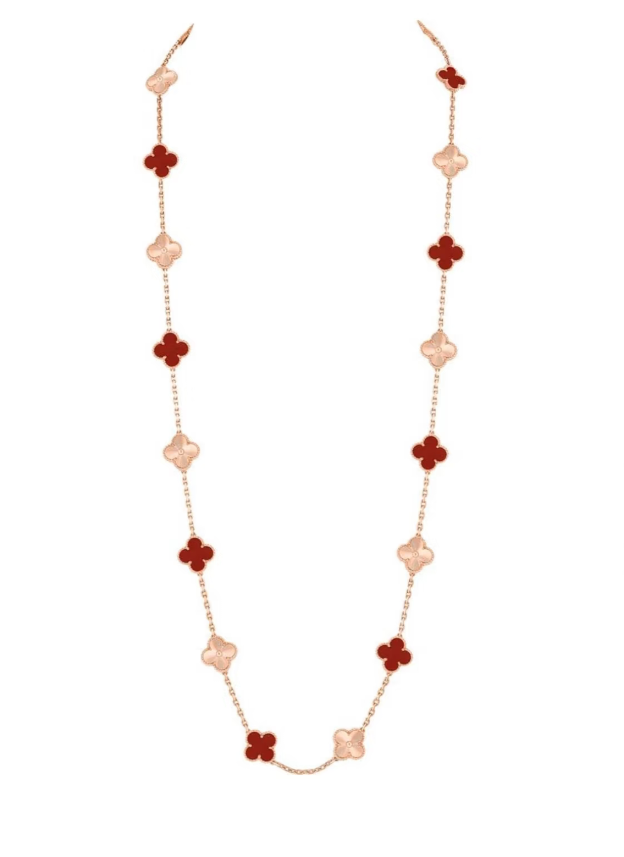 [Glow Jewelry]CLOVER 20 MOTIFS LASER CARNELIAN NECKLACE