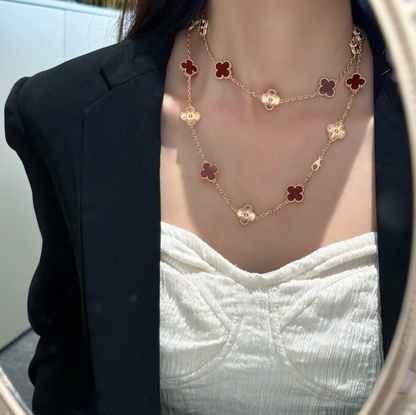 [Glow Jewelry]CLOVER 20 MOTIFS LASER CARNELIAN NECKLACE