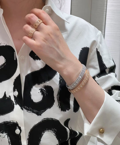 [Glow Jewelry]2026 WOVEN-PATTERN BRACELET SET WITH FULL DIAMOND INLAY THREE-COLORS