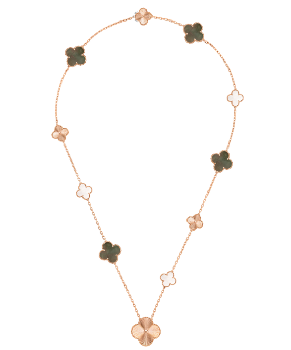 [Glow Jewelry]DETACHABLE CLOVER 15(11+4) FLOWER SILVER NECKLACE SET
