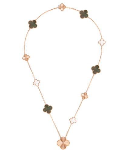[Glow Jewelry]DETACHABLE CLOVER 15(11+4) FLOWER SILVER NECKLACE SET