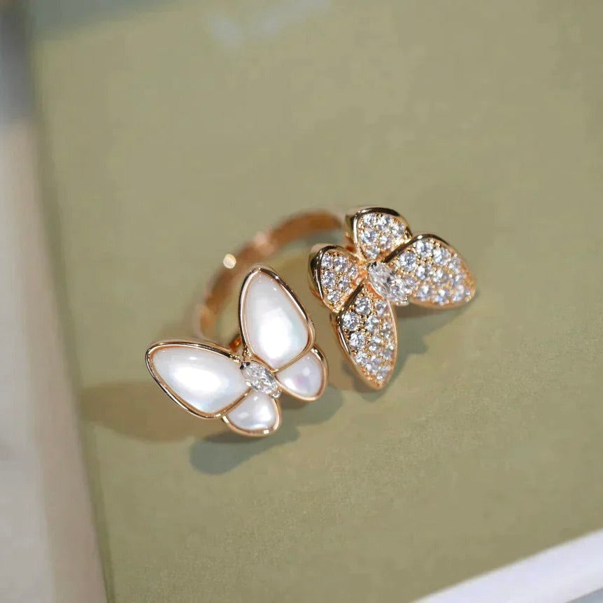 [Glow Jewelry]TWIN BUTTERFLY DIAMOND MOP RING