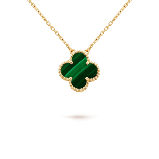 [Glow Jewelry]CLOVER 15MM MALACHITE SINGLE FLOWER  NECKLACE