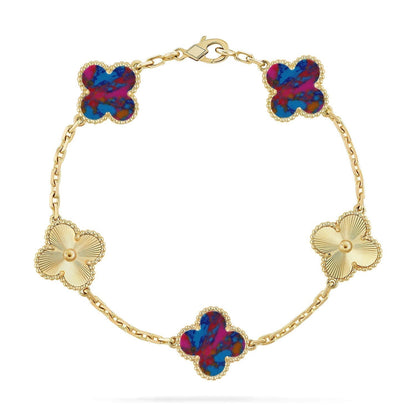 [Glow Jewelry]CLOVER 5 MOTIF COLOR GEMSTONES BRACELET COLLECTION