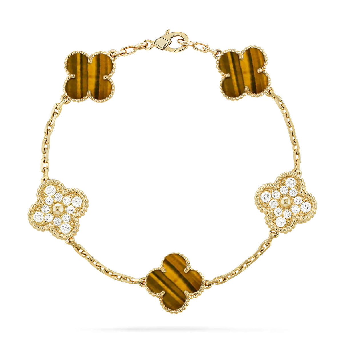[Glow Jewelry]New  CLOVER 5 MOTIFS TIGER EYE BRACELET COLLECTION