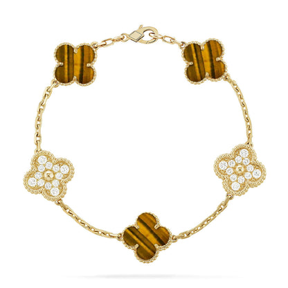 [Glow Jewelry]New  CLOVER 5 MOTIFS TIGER EYE BRACELET COLLECTION
