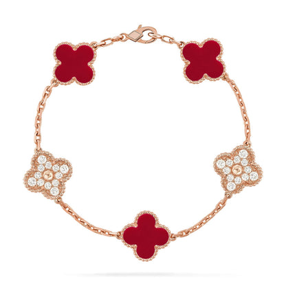 [Glow Jewelry]New  CLOVER 5 MOTIF RED CORNELIAN BRACELET COLLECTION