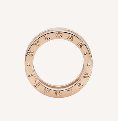 [Glow Jewelry]ZERO 1 TWO-BAND LOOPS AND WHITE CERAMIC SPIRAL PINK GOLD RING