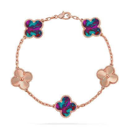 [Glow Jewelry]New CLOVER 5 MOTIF COLOR GEMSTONES BRACELET COLLECTION